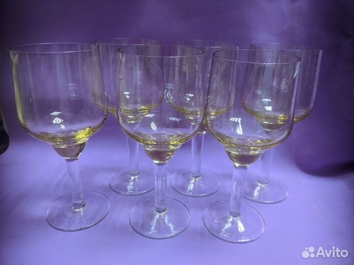 Фужер бокал цветное жёлтое стекло 6 шт