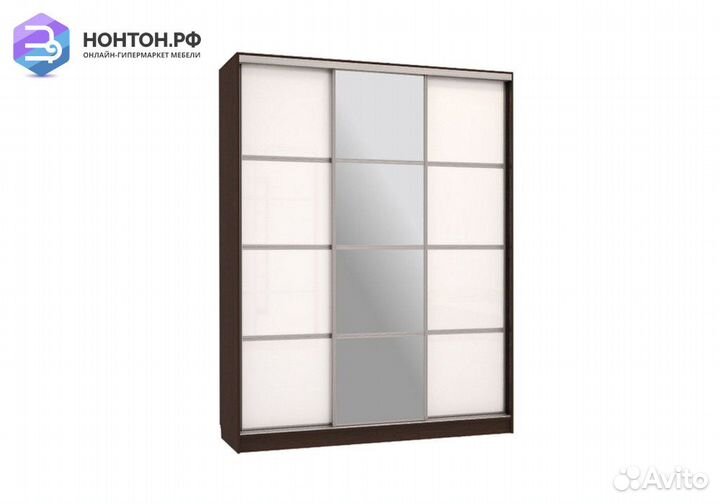 Шкаф-купе Бассо 2-600 с зеркалом венге / белый