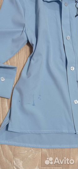 Блузка голубая 128
