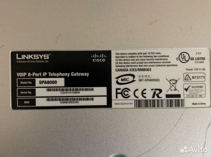 VoIP Шлюз Linksys-Cisco SPA8000