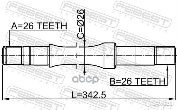 Полуось правая 26x342 5x26 (suzuki liana RH413