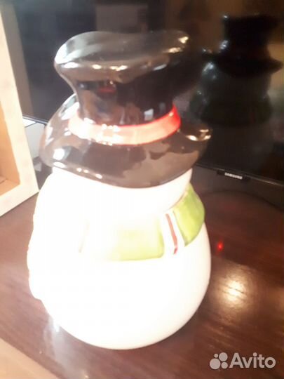 Новогдняя банка для печенья снеговик