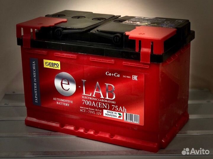 Аккумулятор E-Lab 75 ah (обр.пол)