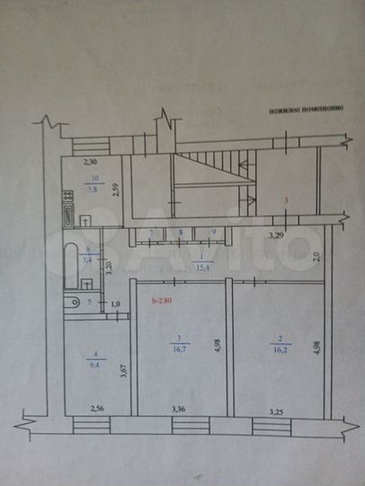 3-к. квартира, 69,6 м², 1/2 эт.