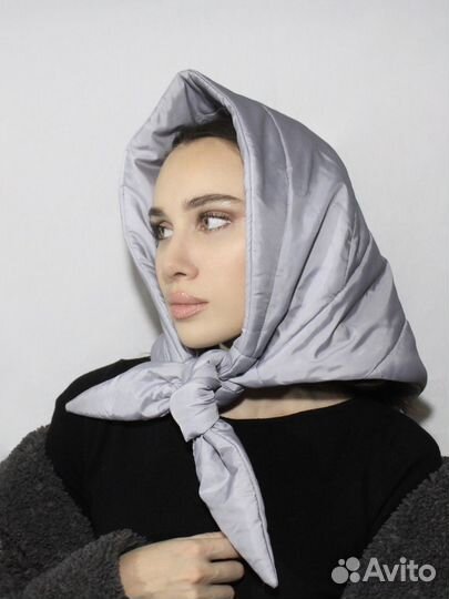 Дутая косынка голубая розовая кремовая