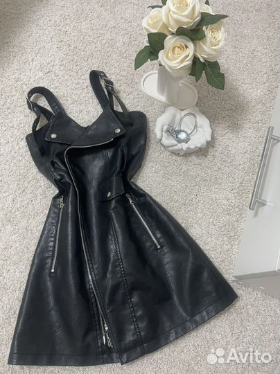 Кожаный сарафан женский