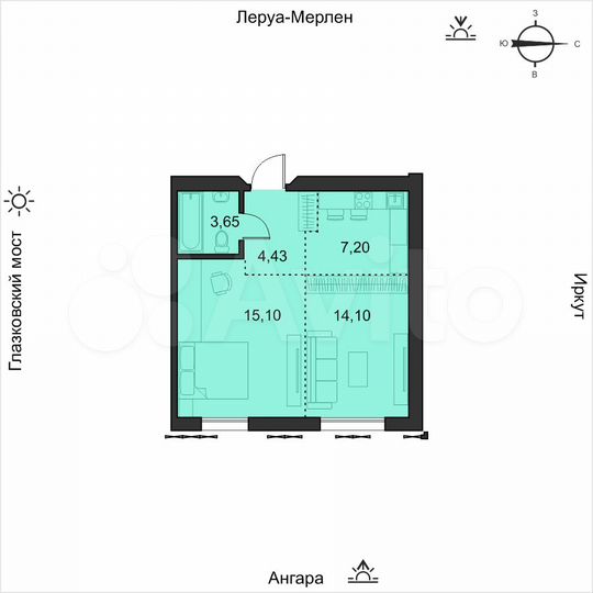 1-к. квартира, 44,9 м², 19/19 эт.