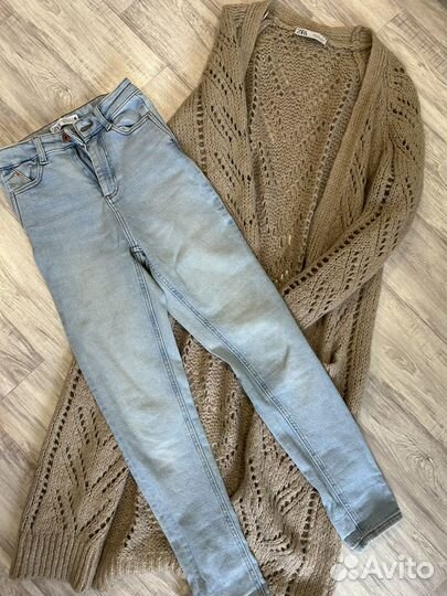 Вещи женские Zara 40-42 джинсы кардиган
