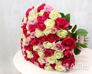 Букет из 101 розы нежный микс 40 см (Россия)