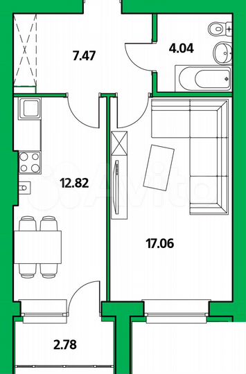 1-к. квартира, 44,2 м², 8/8 эт.