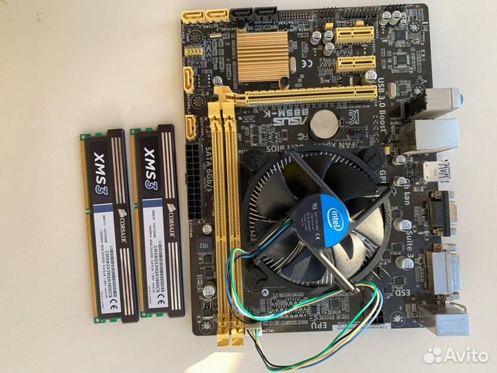 Материнская плата + процессор + озу + кулер