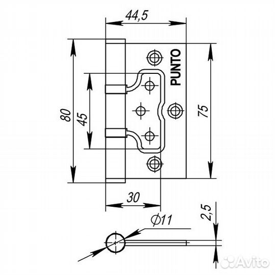 Петля IN3200W GR (200-2B 75x2,5) графит