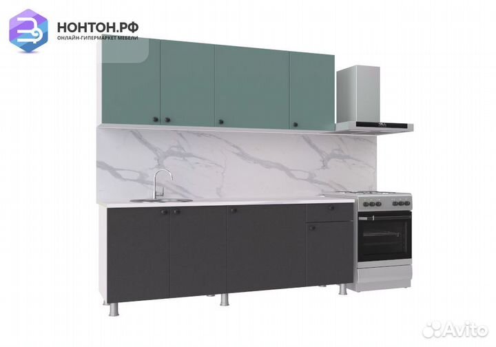 Кухня Деми 1.8 м белый / графит / сумеречный голуб