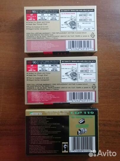 Аудиокассеты новые запечатанные Sony и Memorex