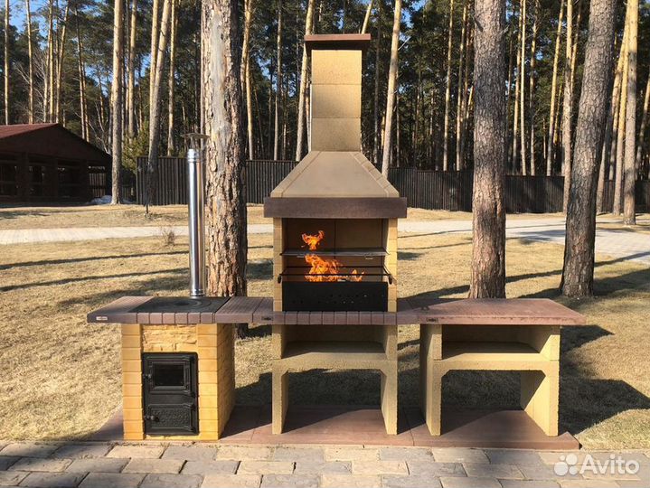 Печь под казан для зоны барбекю
