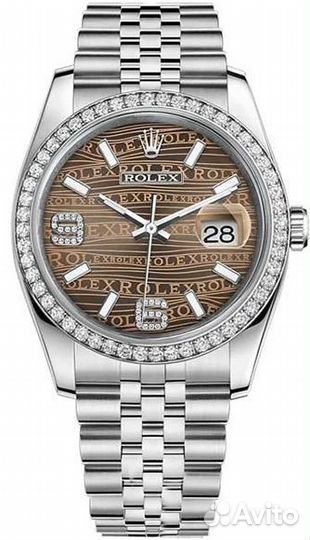 Rolex Datejust Chocolate Waves Dial Diamond Bezel