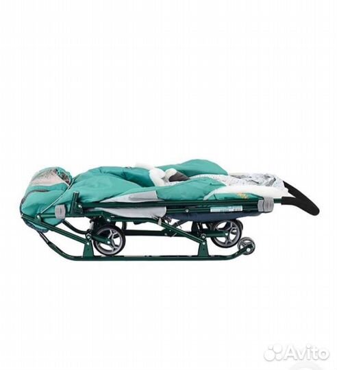 Санки-коляска,наши детки с котенком,изумрудный
