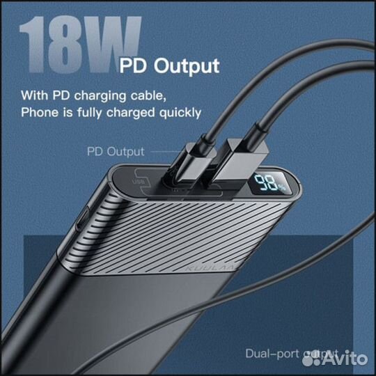 Внешний аккумулятор 10000mAh с быстрой зарядкой