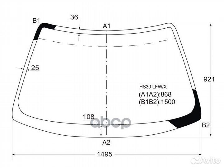 Стекло лобовое Honda Prelude 96-01 HS30 LFW/X XYG