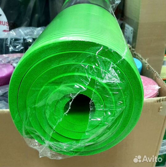 Коврик для йоги 10 мм новый толстый мягкий зелёный