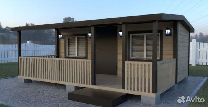 Садовый домик 6х4.6 с терассой с фундаментом