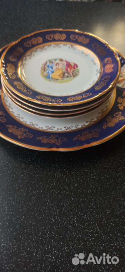 Набор десертной посуды. Серия Мадонна, кобальт