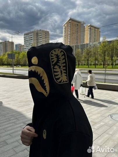 Зипка bape gold black Japan бэйп Золотой худи кофт