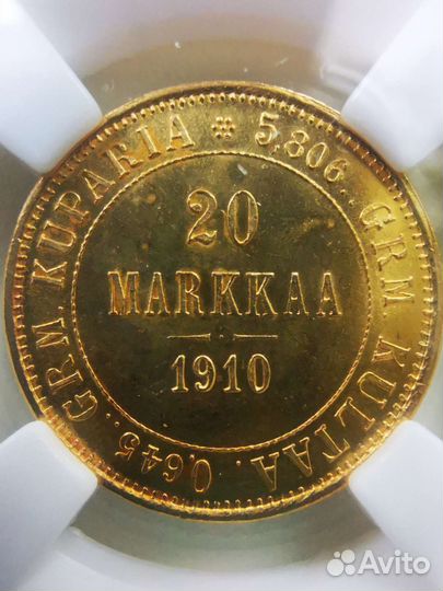 20 марок золото 1910 MS 64