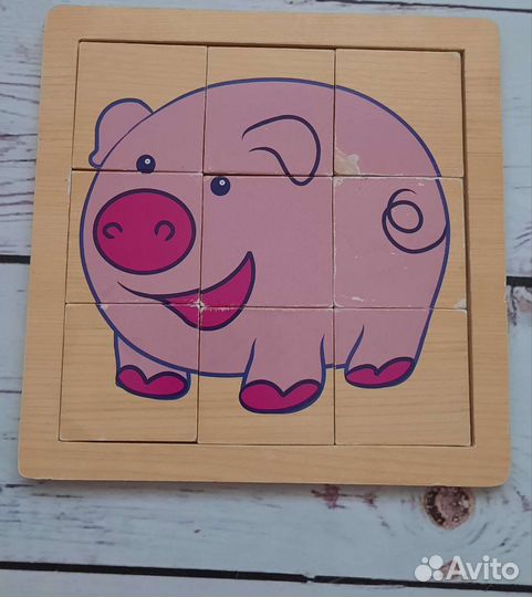 Пазлы вкладыши 3 шт деревянные бу
