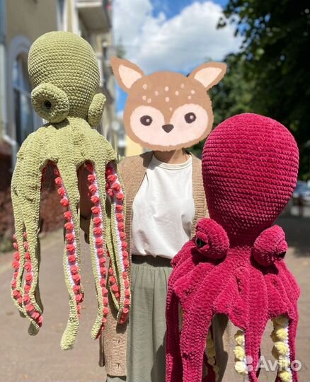 Осьминог плюшевый