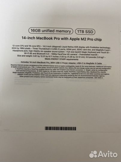 MacBook Pro 14 M2 Pro 16GB 1TB Space Gray
