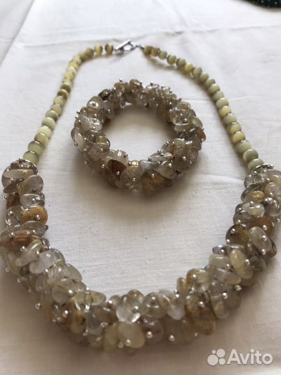 Бусы из агата и камня кошачий глаз