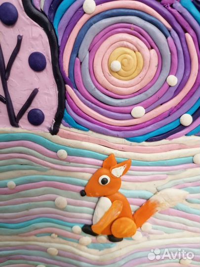 Зимушка детская работа из пластилина