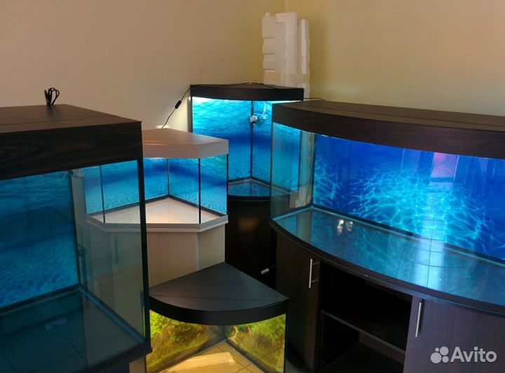 Аквариумы 10-1200л любые формы объёмы размеры