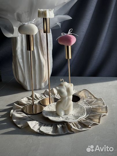 Интерьерная свеча Сердце белое и розовое, 2 шт