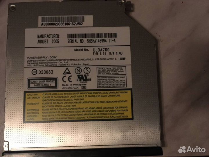 DVD привод для ноутбуков Panasonic ujda760