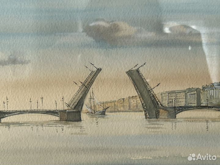 Картина акварелью в раме Санкт-Петербург