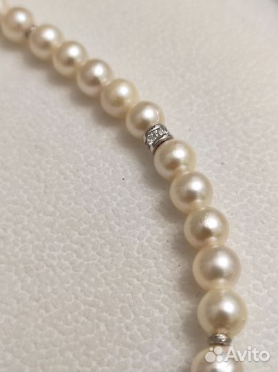 Бусы морской жемчуг Акойя Япония серебро