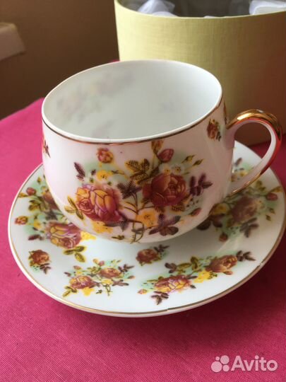 Чайная пара фарфор лфз кобальт позолота