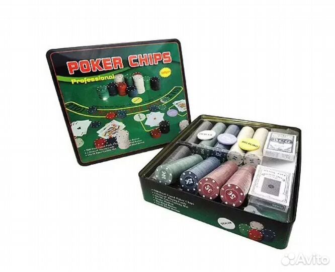 Покерный набор 500 фишек с номиналом в металл.бокс