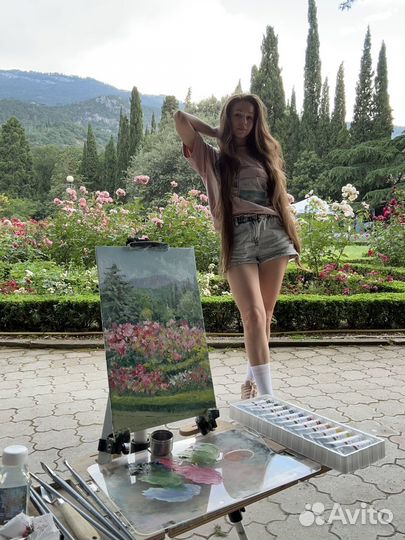 Картина маслом в розарии Никитского сада