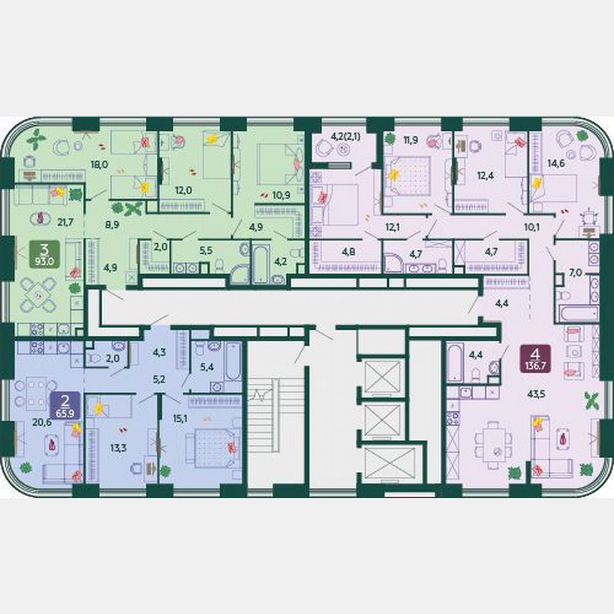 3-к. квартира, 93 м², 19/19 эт.