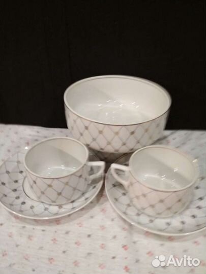 Чайный сервиз Песочное 57г и посуда винтаж