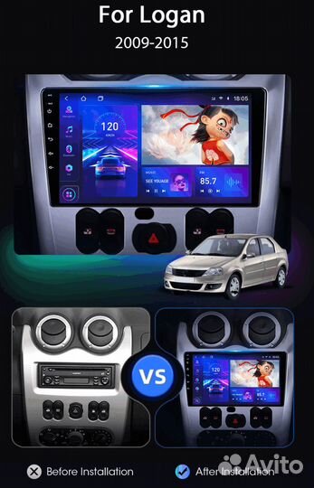 Магнитола 2 DIN Renault Logan,Sandero, LADA Largus