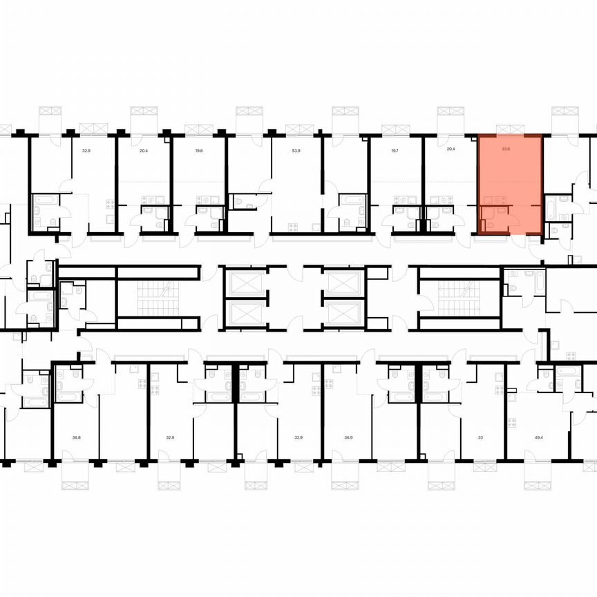 Квартира-студия, 23,6 м², 4/22 эт.