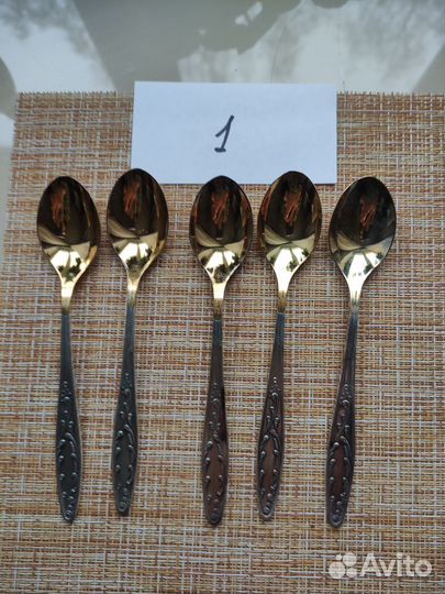 Ложки чайные, мельхиоровые, с позолотой