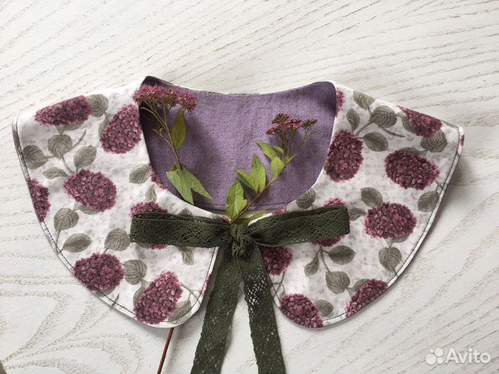 Съемный воротничок. Воротничок с гортензиями