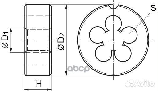 Плашка D-combo круглая ручная М6х1.0, HSS, Ф20х7