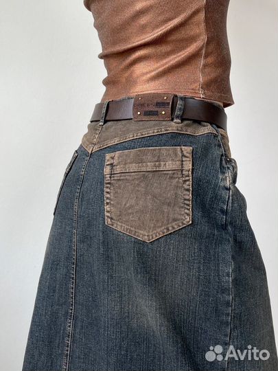 Джинсовая юбка макси винтаж y2k