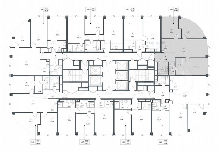 3-к. квартира, 116,5 м², 53/57 эт.